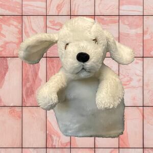 Fun Farm Puppy Hand Puppet 1974 Dakin White Orange Plush Dog Toy 70s Vintage